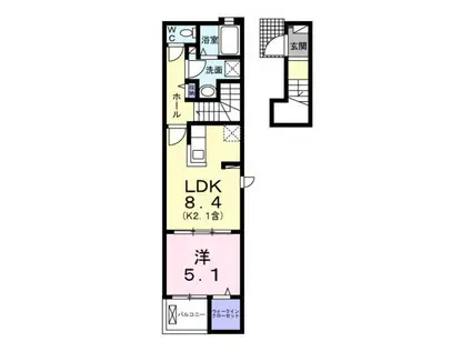 フォンターナ・ガルボII(1LDK/2階)の間取り写真