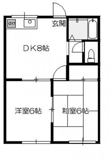 メゾンK(2DK/2階)の間取り写真
