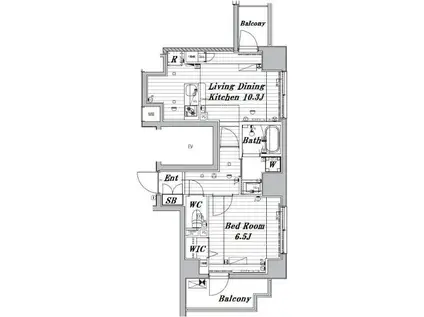 メイクスデザイン両国ノース(1LDK/6階)の間取り写真