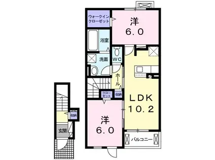ラ フェリーチェ A(2LDK/2階)の間取り写真