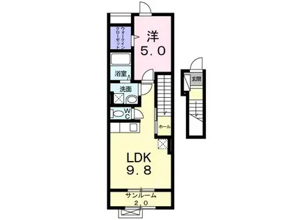 ラ ルミエールA(1LDK/2階)の間取り写真