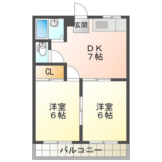 メモリーあかつき(2DK/3階)の間取り写真