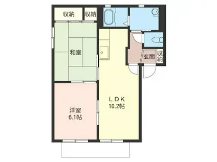 ベルテ横浜(2LDK/1階)の間取り写真