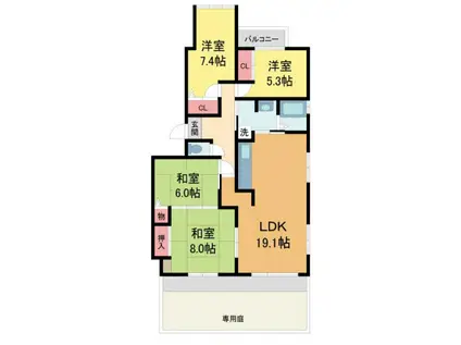 マイシティ光風台レックスマンション 1号棟(4LDK/1階)の間取り写真