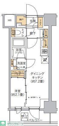 リビオメゾン西麻布(1DK/4階)の間取り写真