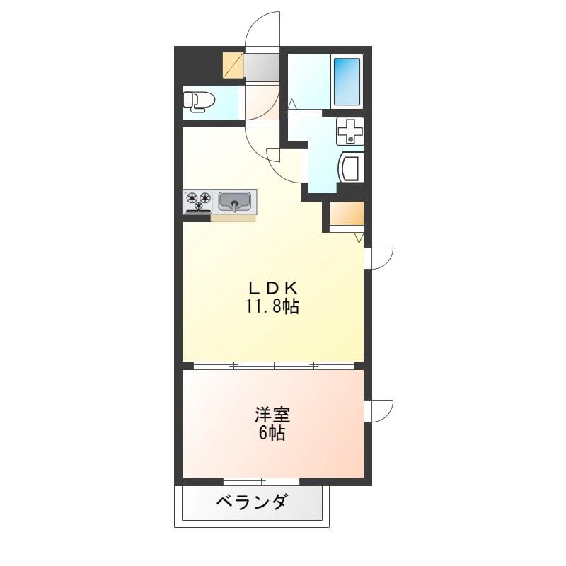 ラミューズ宮みらい(1LDK/2階)の間取り写真