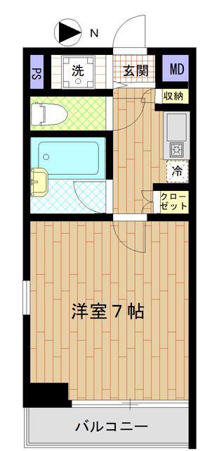 ミッテル三田II(1K/6階)の間取り写真