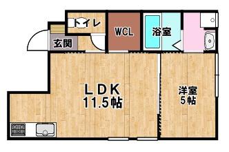 ランマンスクエア(1LDK/2階)の間取り写真