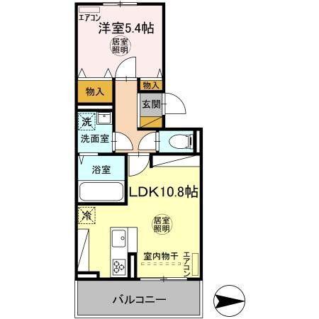 D-ROOM穴川2丁目(1LDK/3階)の間取り写真