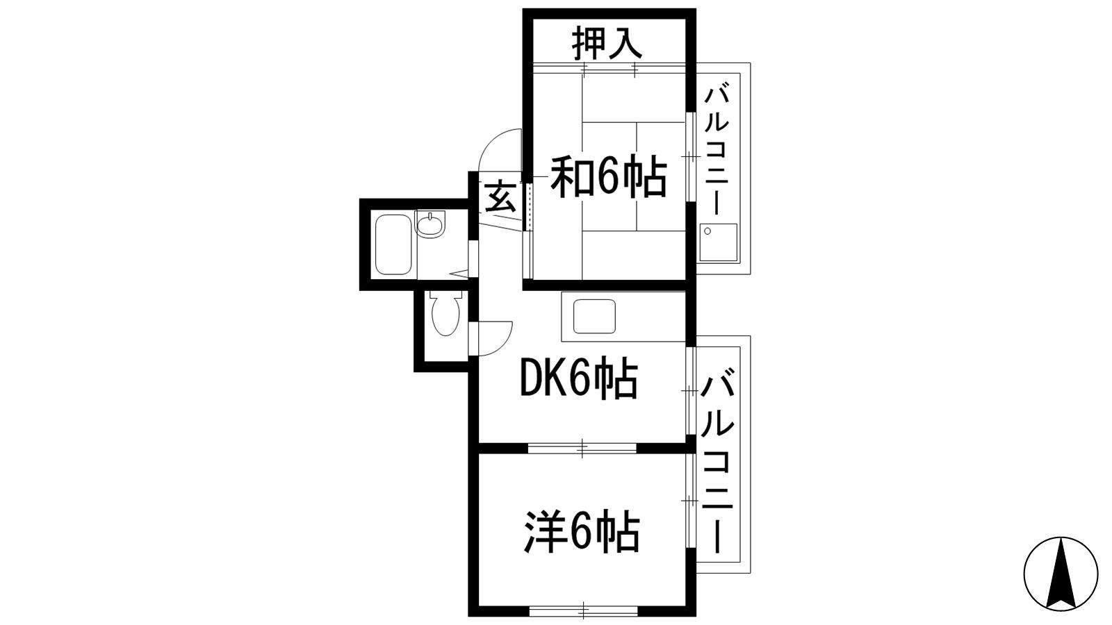 サンパレス21門戸(2DK/2階)の間取り写真