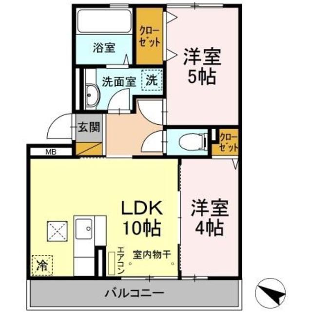 グランドゥールヒル1(2LDK/3階)の間取り写真