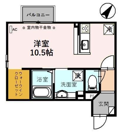 ステラ圭(ワンルーム/1階)の間取り写真