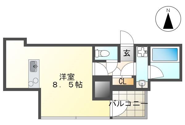VILLA CIELO(ワンルーム/6階)の間取り写真