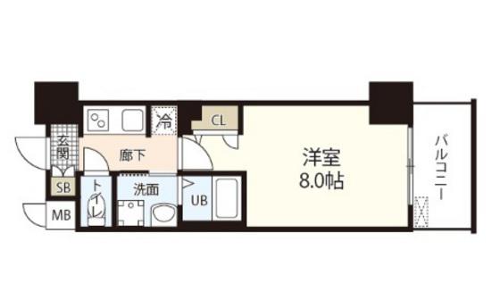 S-RESIDENCE表町(1K/2階)の間取り写真