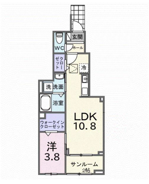 ミルト ブリッサ 大原(1LDK/1階)の間取り写真