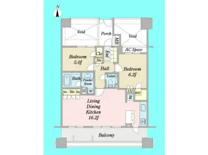 藤和シティホームズ御殿山(2LDK/2階)の間取り写真