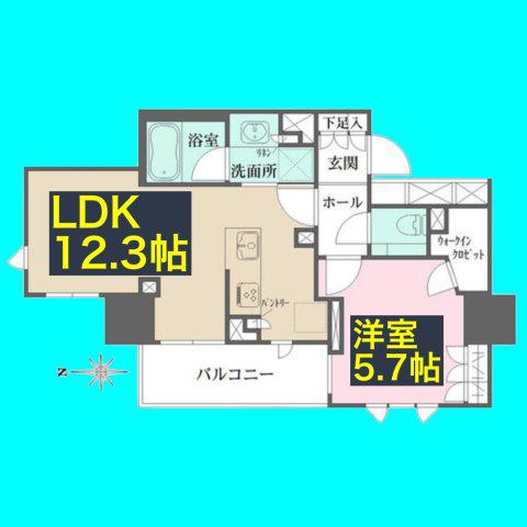 プラウドタワー栄(1LDK/4階)の間取り写真