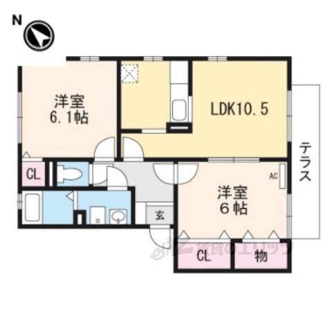 夢咲きの里F棟(2LDK/2階)の間取り写真