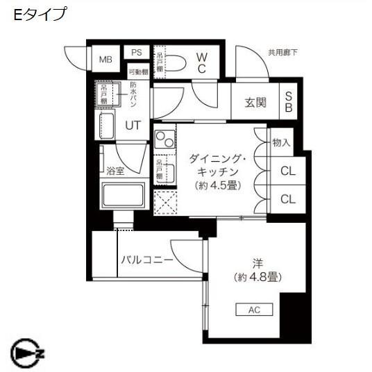 K-COURT谷町四丁目(1DK/11階)の間取り写真