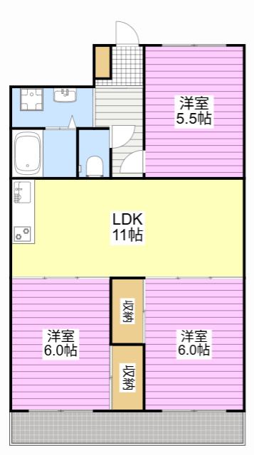 小林ビル(3LDK/3階)の間取り写真
