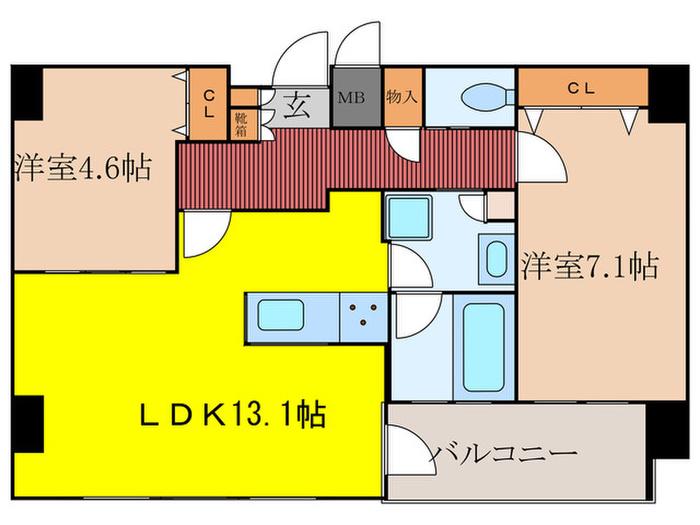リーフコンフォート赤羽(2LDK/12階)の間取り写真
