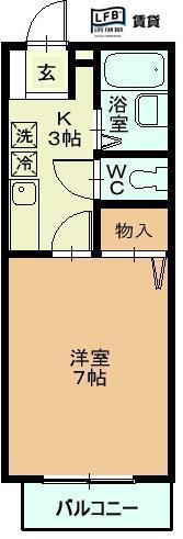 カンパーニュ出屋敷II(1K/1階)の間取り写真