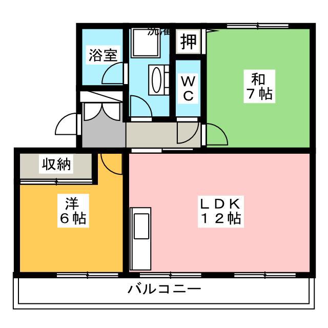 サンハイツ四ツ池(2LDK/3階)の間取り写真