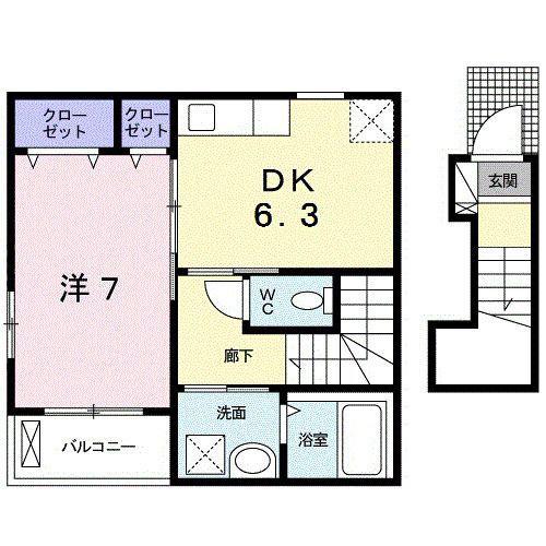 アルテグラン調布(1DK/2階)の間取り写真