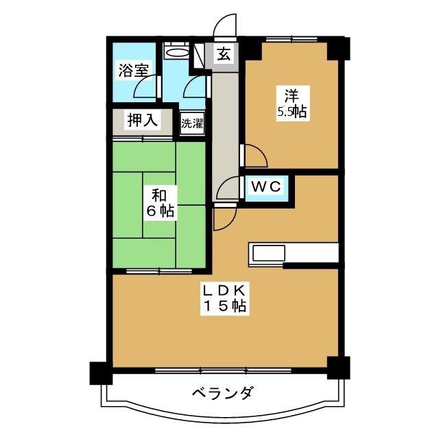 グランデール溝ノ口(2LDK/6階)の間取り写真
