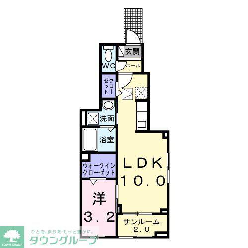 ヴィラージュ狭山祇園A(1LDK/1階)の間取り写真