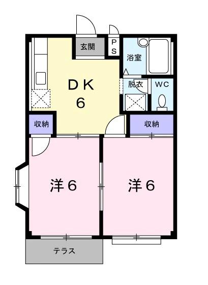 ウッディハウス岩瀬(2DK/1階)の間取り写真