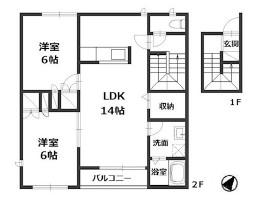 児島テラスA棟(2LDK/2階)の間取り写真