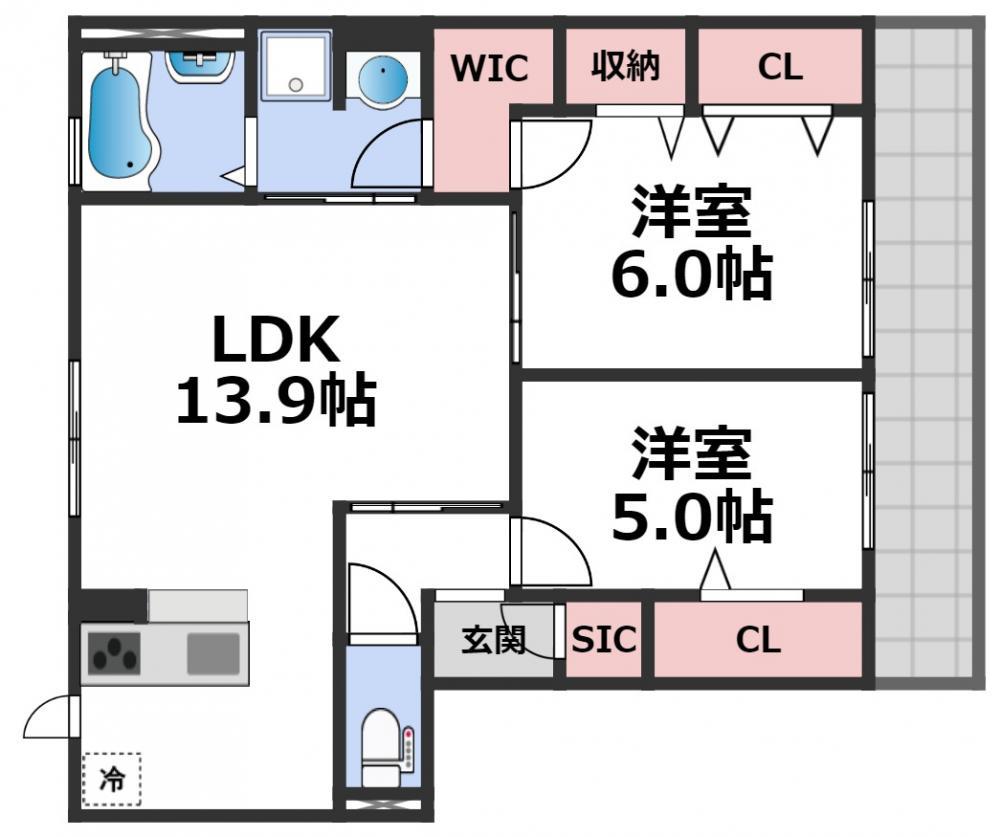 グランシャリオニッコー(2LDK/2階)の間取り写真