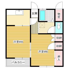 コーポ山下(2K/2階)の間取り写真