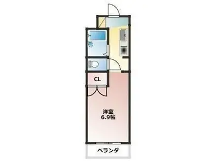 エクレール公園通(1K/2階)の間取り写真