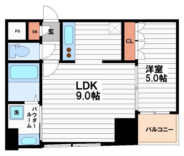 コスモ釣鐘町(1LDK/8階)の間取り写真