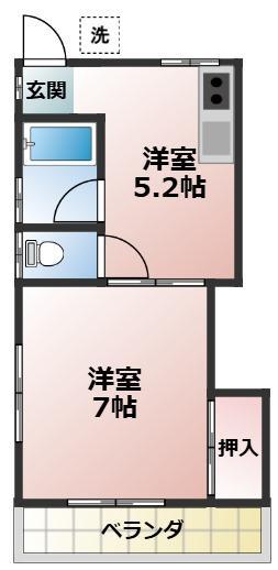 さくらハイツ(1DK/2階)の間取り写真
