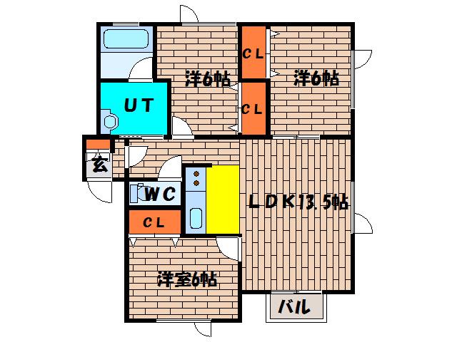 サクシードハウスIII(3LDK/2階)の間取り写真