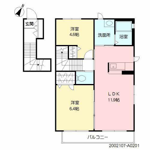 サンフラワー(2LDK/2階)の間取り写真