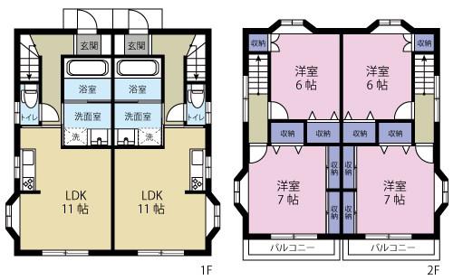 フェリオタウン(2LDK/1階)の間取り写真
