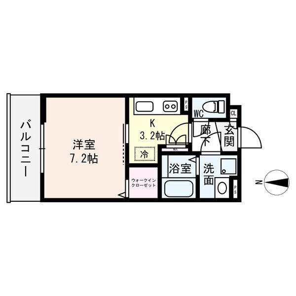 クレアール郡山I(1K/2階)の間取り写真