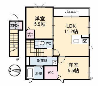 恵夢七番館(2LDK/2階)の間取り写真
