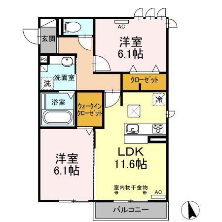 リジュール(2LDK/1階)の間取り写真