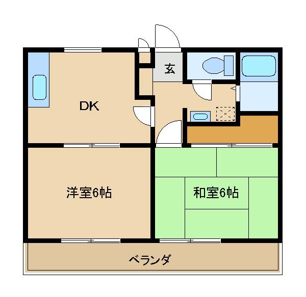 コトー宮崎A棟(2DK/1階)の間取り写真