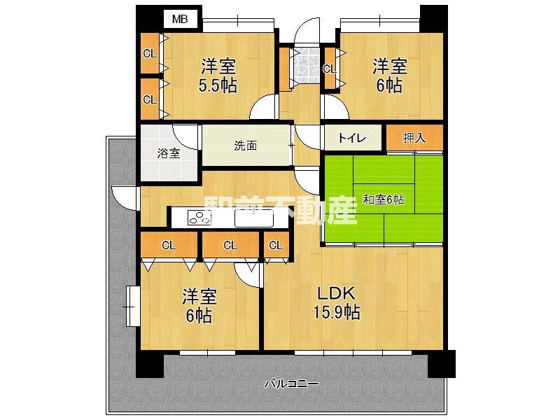 エバーライフ新栄町駅前壱番館(4LDK/11階)の間取り写真