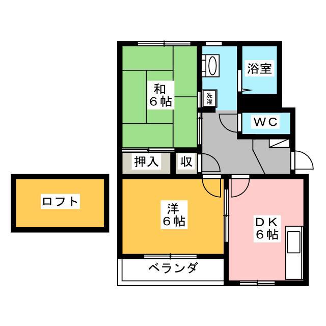 ヒルサイドテラス(2DK/2階)の間取り写真