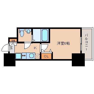 アリビオ立花1(1K/6階)の間取り写真