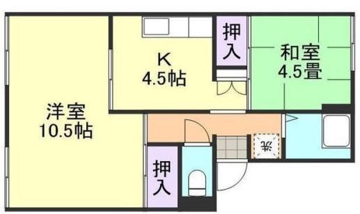 メゾン八軒屋(2K/1階)の間取り写真