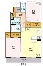 メゾンドフルール(2LDK/1階)の間取り写真