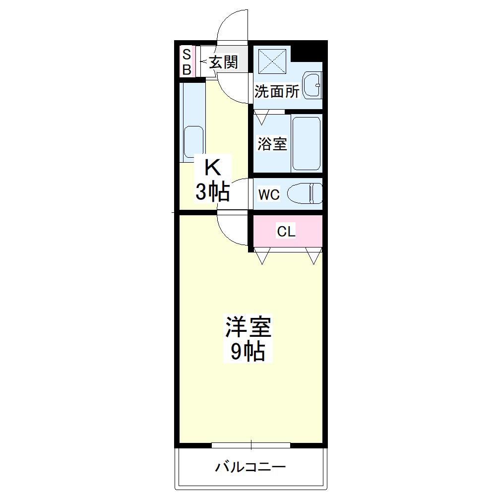 ビアンクルー(1K/4階)の間取り写真